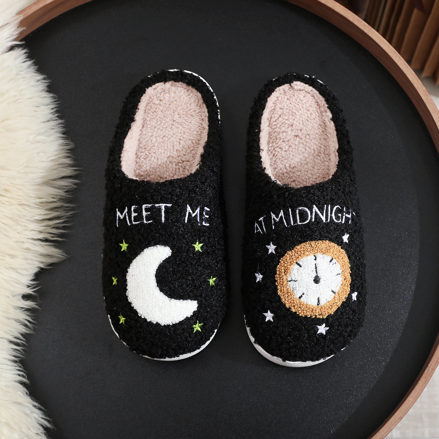 Cotton Slippers Wholesale Home Moon Clock Couple Indoor Warm Slippers Winter