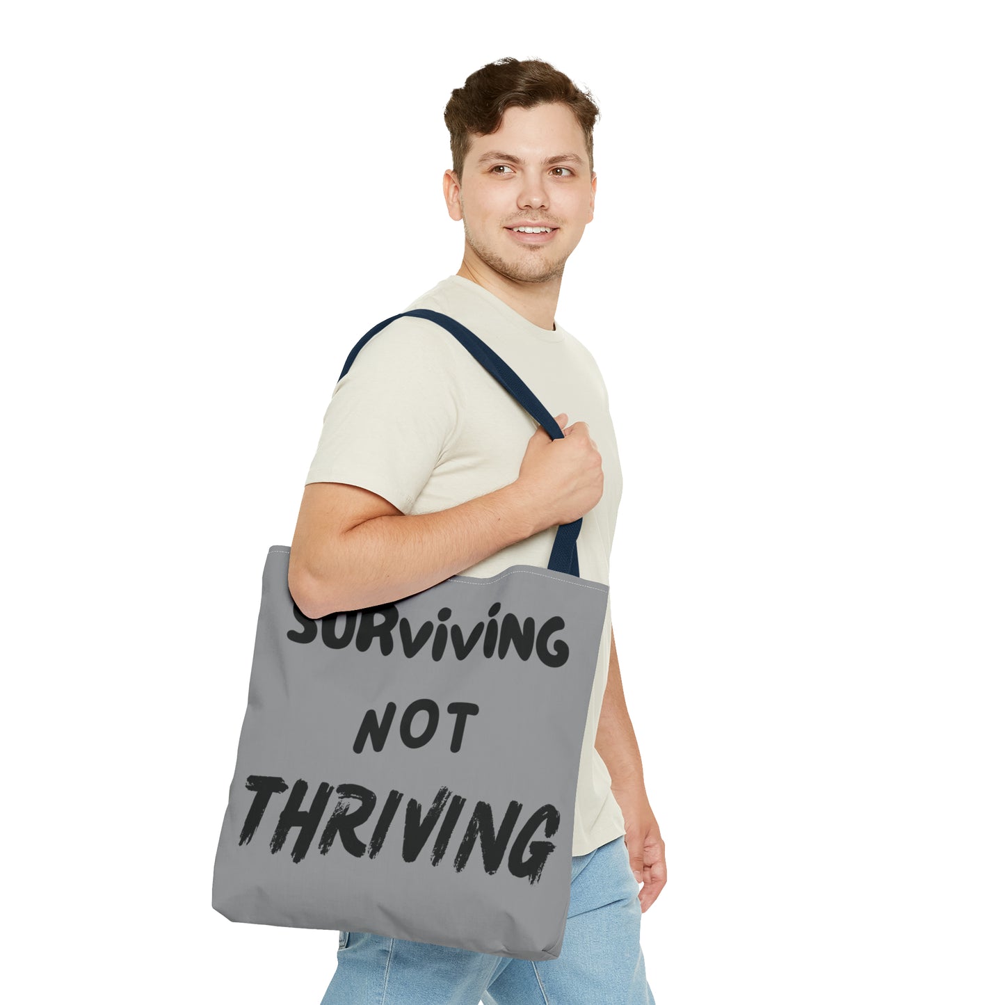 Surviving NOT Thriving - Gray Tote Bag (AOP)