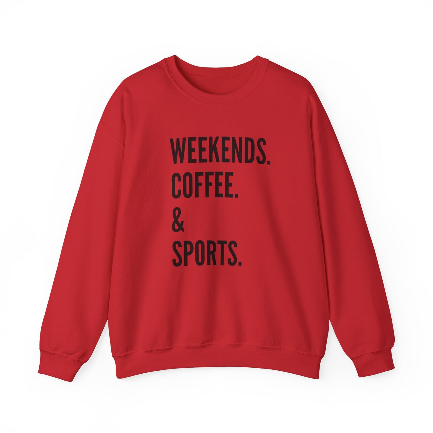 Weekends. Coffee. & Sports. W/Black writing - Unisex Heavy Blend™ Crewneck Sweatshirt