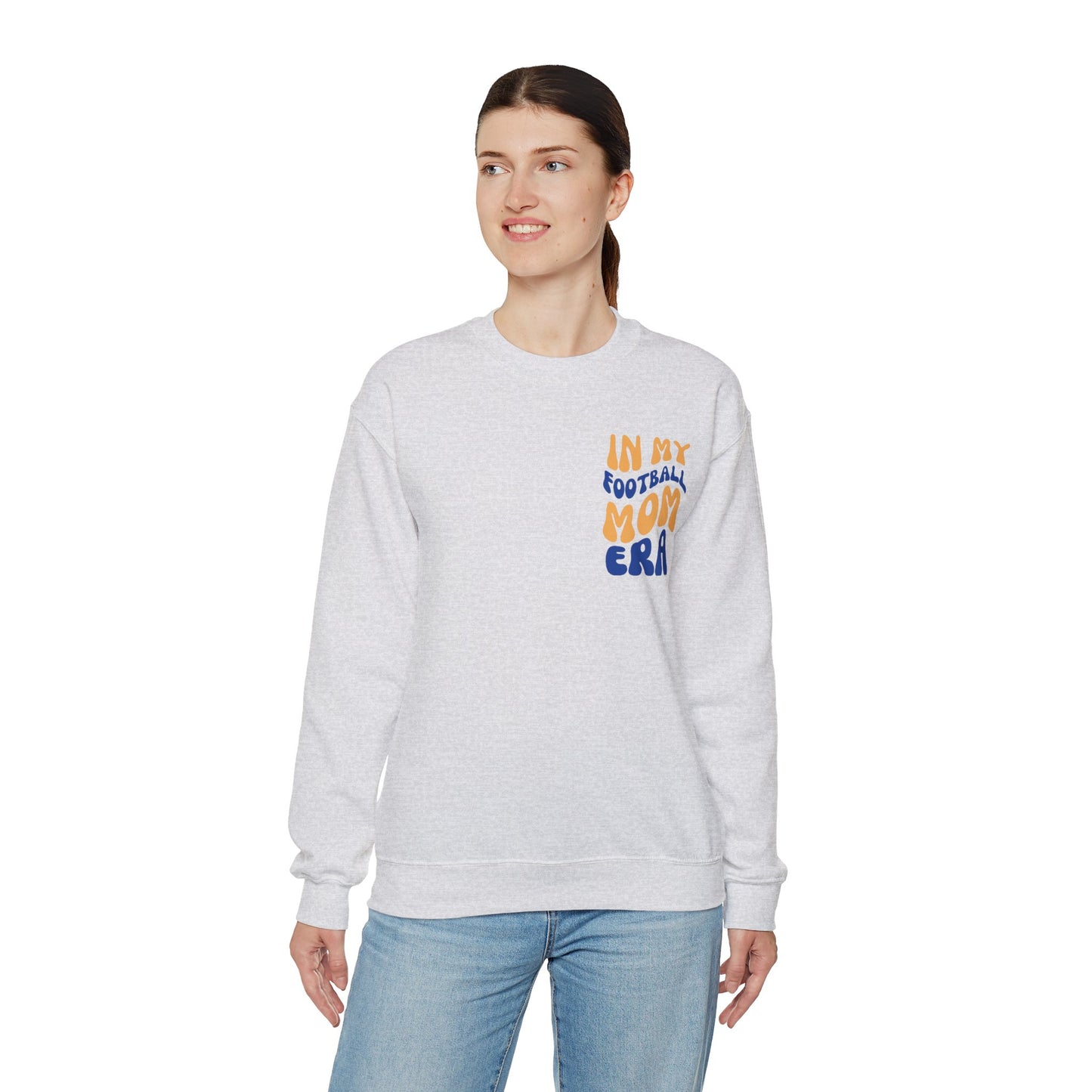 In My Football Mom ERA - Blue/Gold - Unisex Heavy Blend™ Crewneck Sweatshirt
